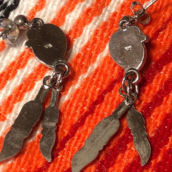 Rhinestone and Feather Earrings - Picture 2 of 4